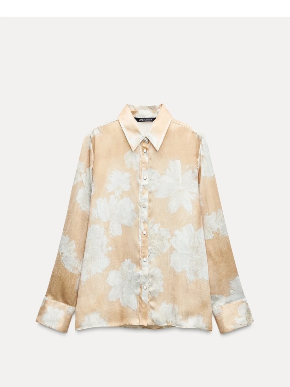 2Piece pants + shirt Zara Beige Floral Satin Long Sleeve Shirt